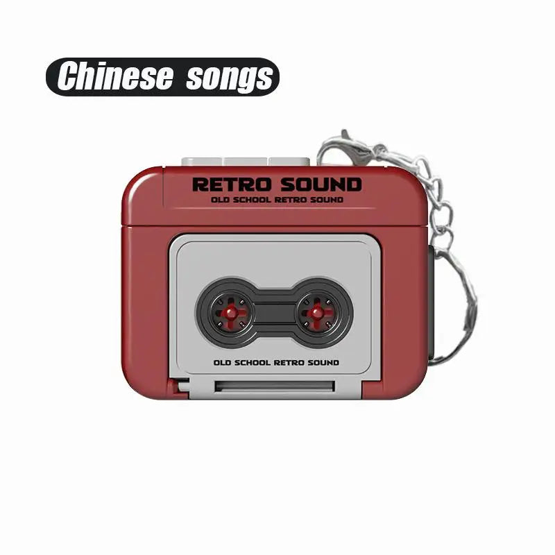 1/2Pcs Retro Tape Recorder Keychain Mini Recording Music Box Pendant Keyring Backpack Ornament Birthday Couple Personalized Gift