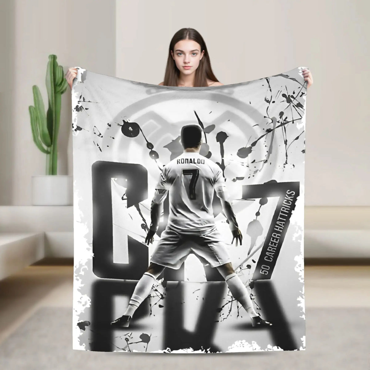CR7  Football Soccer Blanket Ronaldos Flannel Funny Warm Throw Blanket for Bedding Lounge Decoration