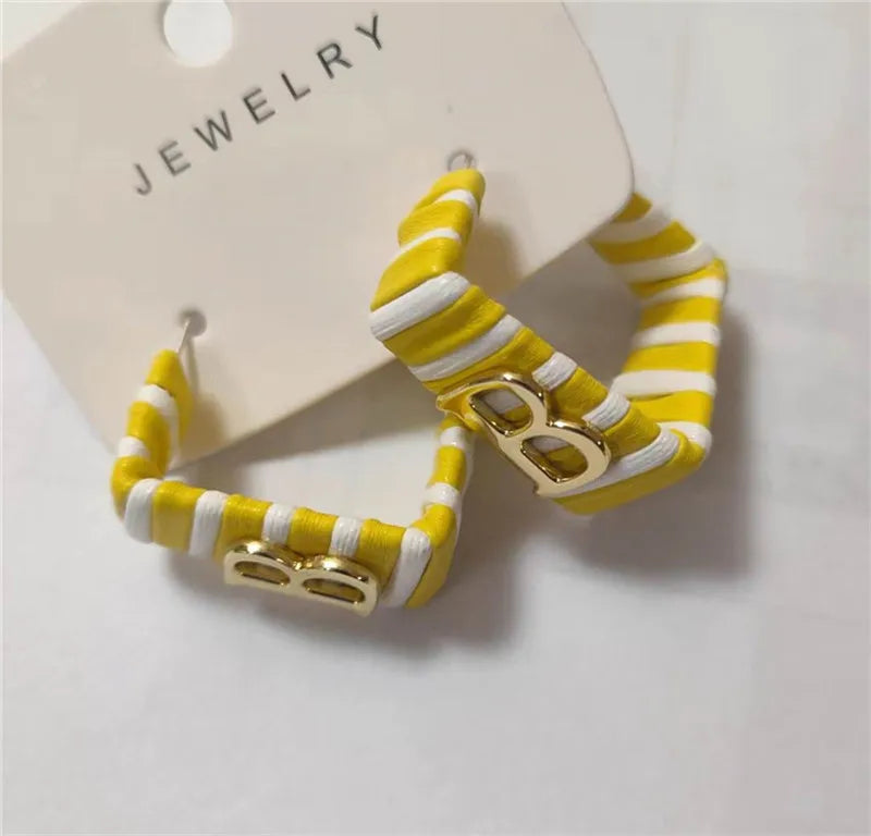 28 Colors Zebra Pu Leather Square Hoop Earrings For Women Fashion Jewelry Letter Alphabet Geometric Stripe Pendientes Mujer