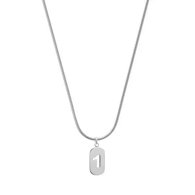 Stainless Steel Angel Number Necklace 0 1 2 3 4 5 6 7 8 9 Rectangle For Women Men Hollow Lucky Number Chain Necklaces Jewelry