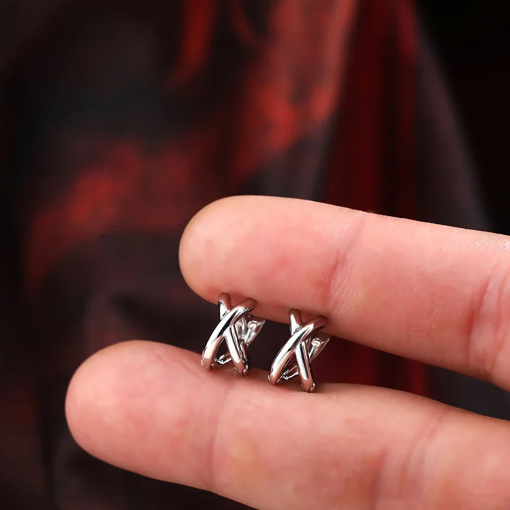 Criss-cross Gold Silver Colors Tiny HuggieHoop Earrings for Women Mini Small Ear Buckle Cartilage Piercing Earrings Punk Jewelry