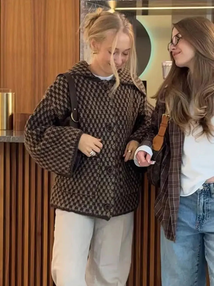 HH 2026 Spring Jacket For Women Loose Casual Knitted Cardigans Lapel Single Breasted Long Sleeve Sweater Coat High Street Tops