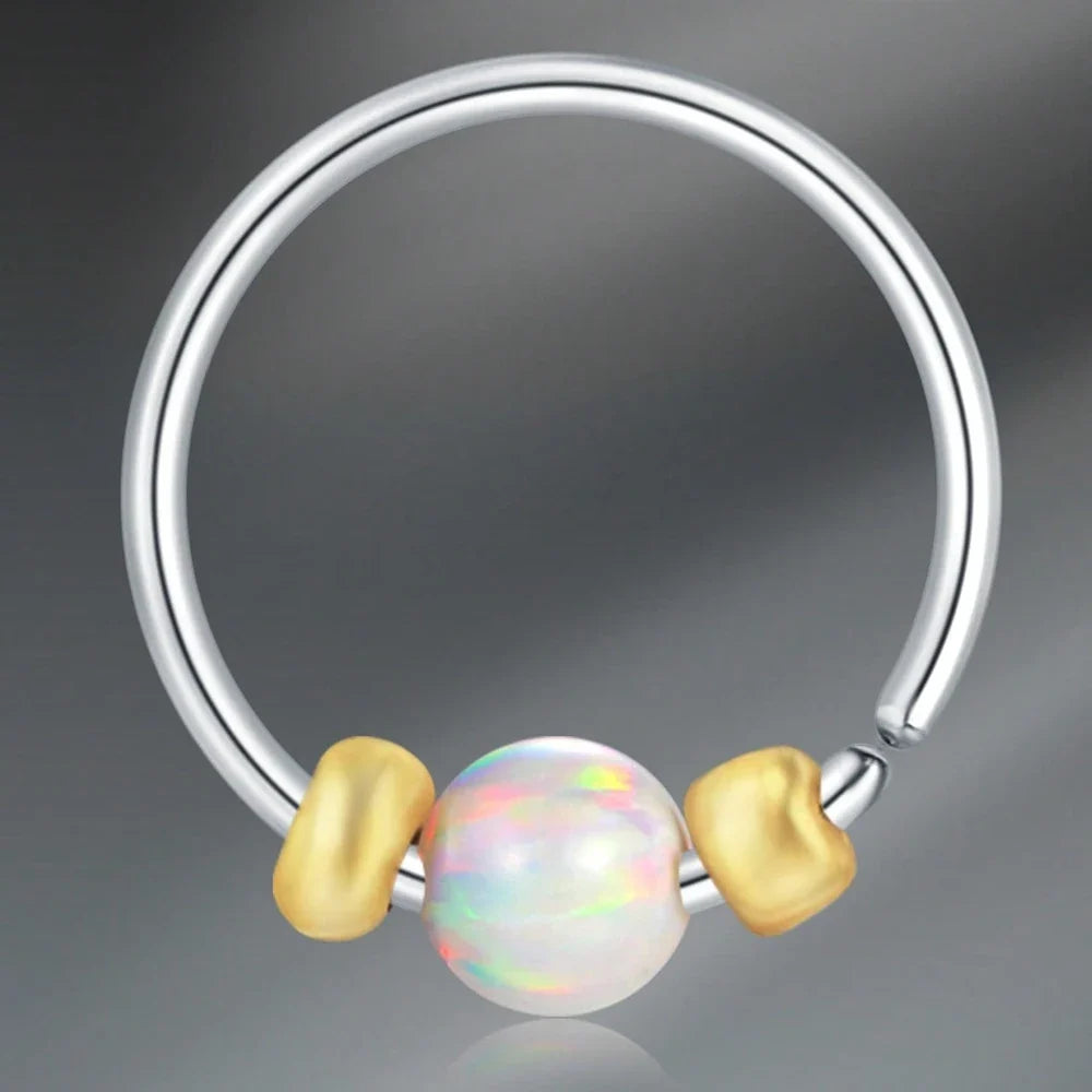 1pc Stainless Steel Nose Septum Clicker 20G 16G Flower Cubic Zirconia Decorated Piercing Nose Ring, Suitable For Daily Wear