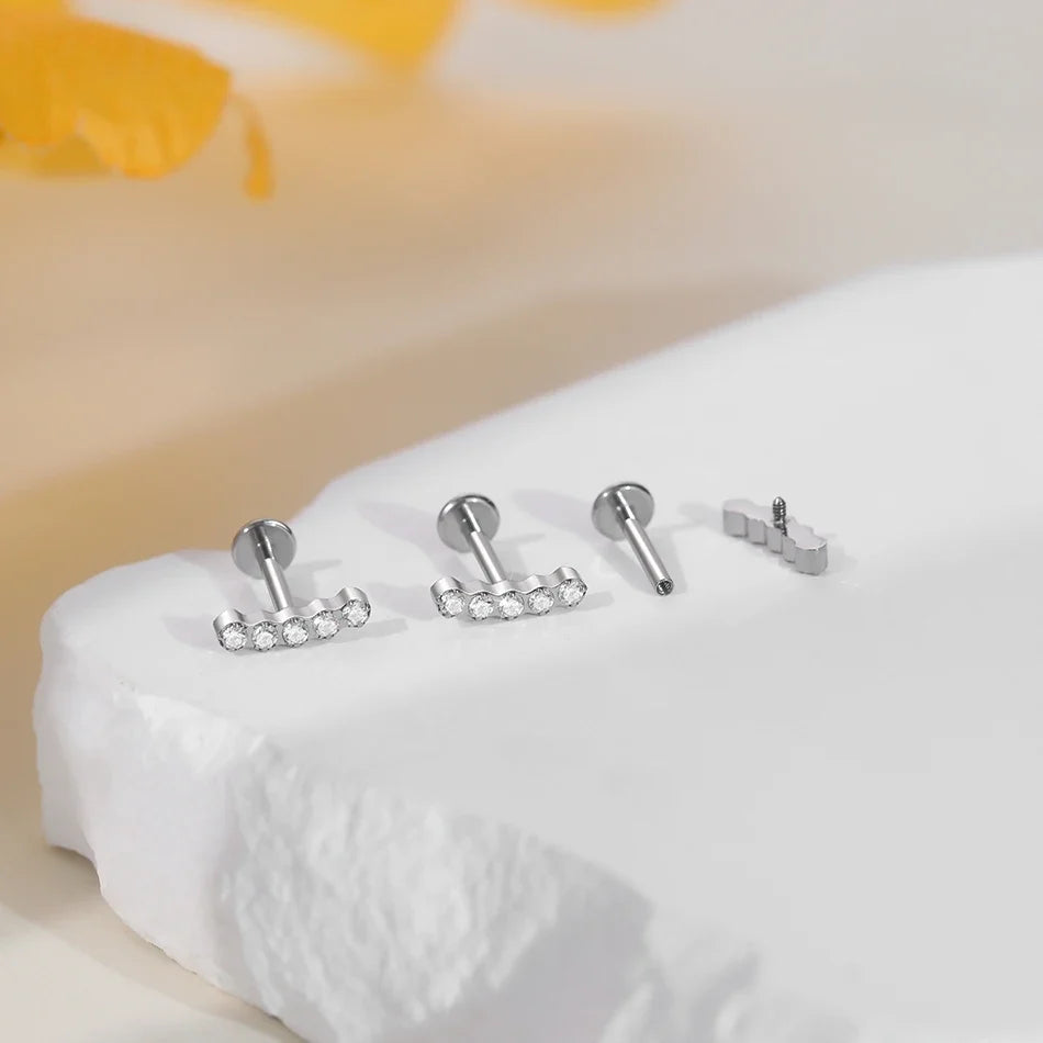 1Pc G23 Titanium Cartilage Stud Earrings for Women Lip Stud Labret Piercing Helix Daith Piercing Body Jewelry
