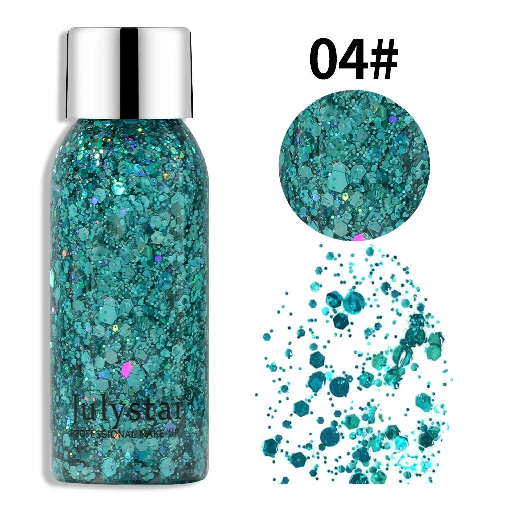 Glitter Eye Shadow Liquid Face Body Sequins Gel Long-Lasting Liquid Face Shimmer Multicolor For Party Music Festival Makeup 30ML