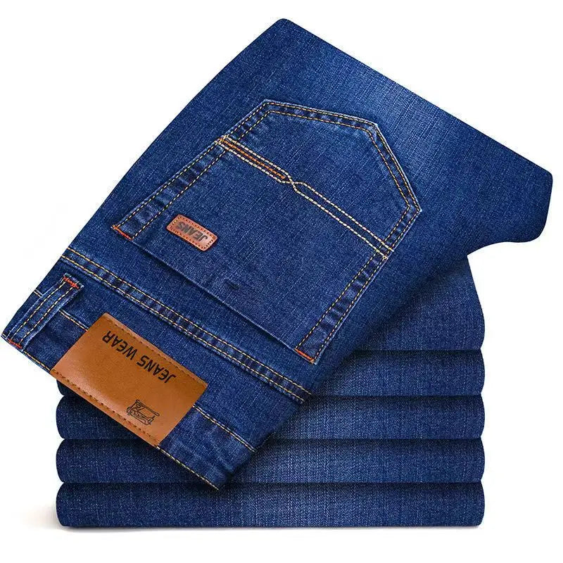 Men's Soft Straight Denim Pants 2025 Autumn Classic Business Black Biker Jeans Overalls Masculino Pantalone Hombre Mannen Homme