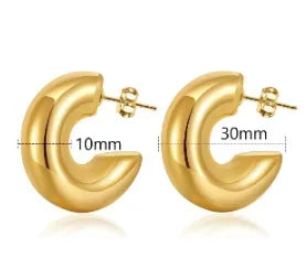 Shiny Zircon Hoop Earrings for Women Trendy Golden Stainless Steel Circle Earring Jewelry Pendientes
