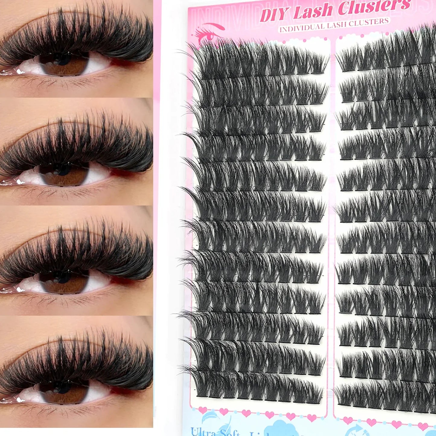 False Eyelashes Natural Wispy Individual Cluster Lashes Easy to Apply Soft & Lightweight Reusable for Daily Makeup