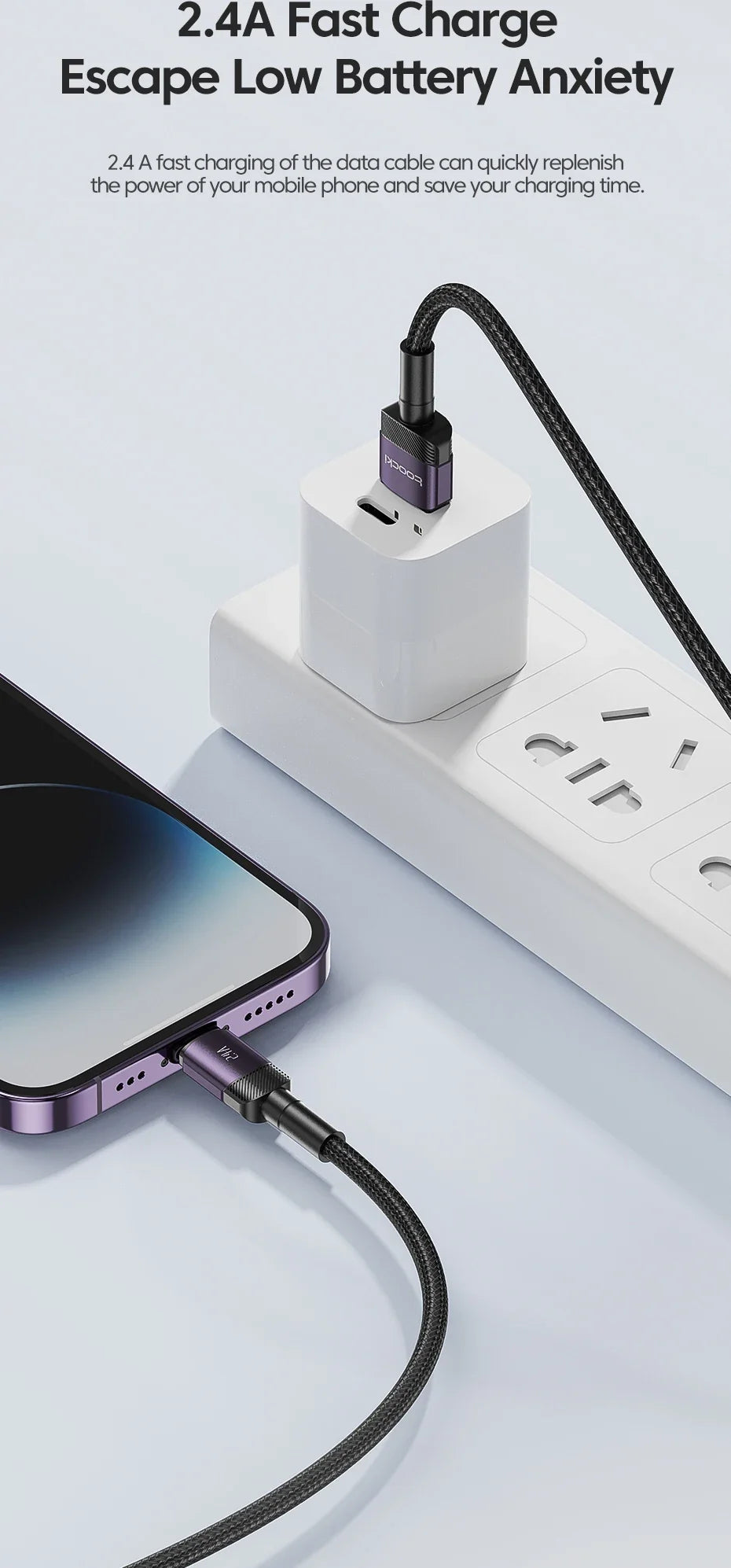 Toocki USB Cable For iPhone 14 13 12 Pro Max X XS XR 8 7 Plus iPad Fast Charging Charger Aluminum iP Cable For iPhone Data Cord