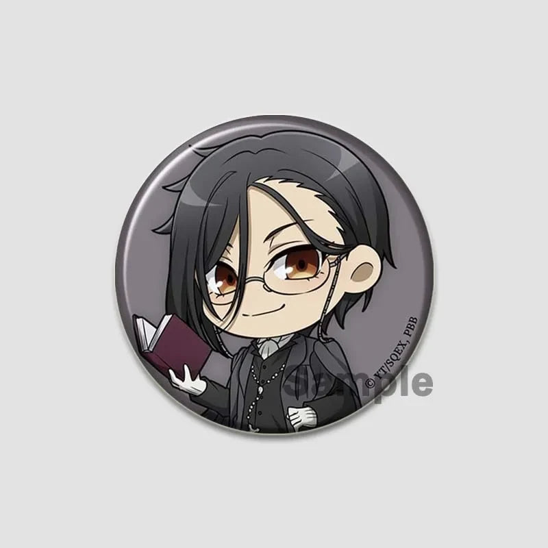 58MM Cartoon Comics Black Butler Creative DIY Badge Tinplate Plastic Pins Button Brooches for Backpack Accessories Jewelry Gifts
