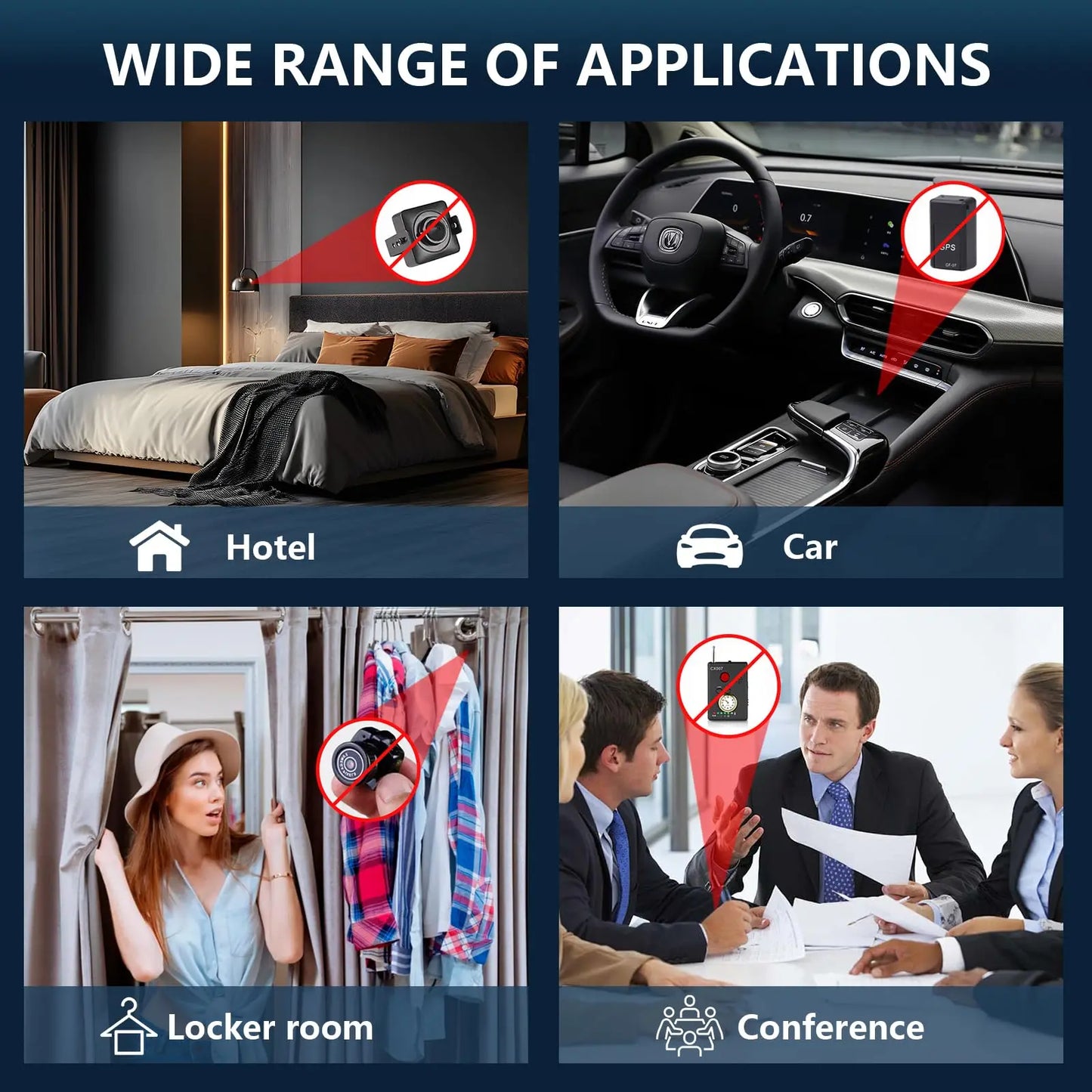 6-in-1 Anti-Spy Hidden Camera Detector GPS Tracker Finder RF Signal Eavesdropping Device Scanner for Hotel Travel Privacy