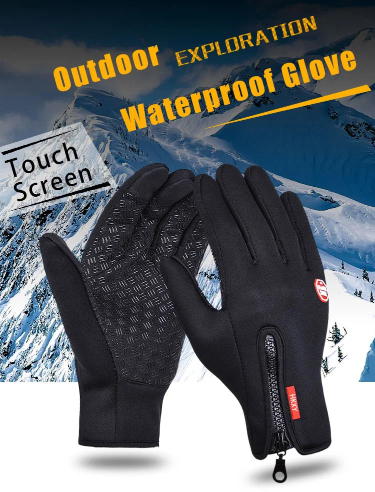 Winter Cycling Gloves Men Women Motorcycle Fleece Sport Zipper Autumn Touch Screen Warm Water-Repellent Windproof Non-slip Glove
