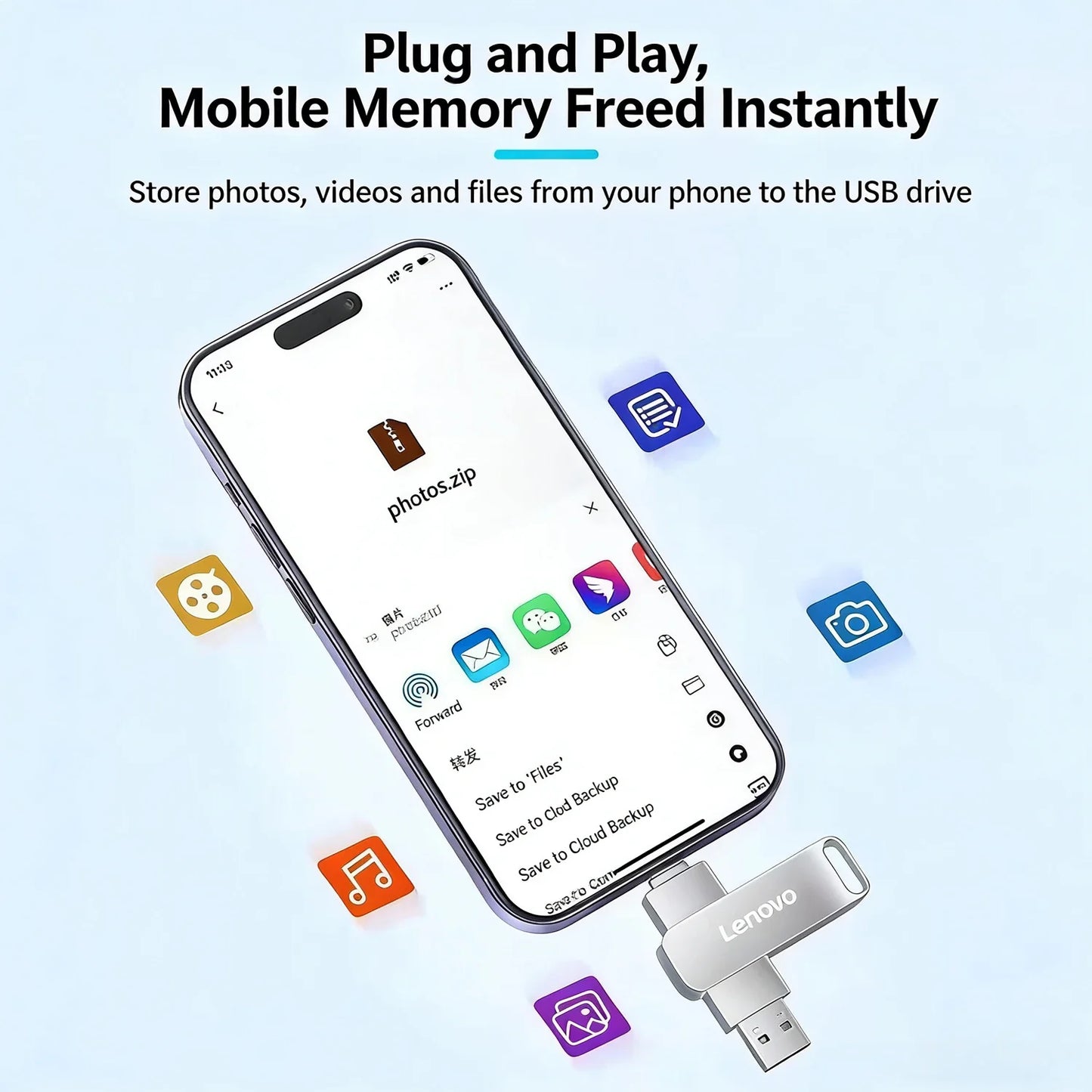 Lenovo OTG Pen Drive 256GB High Speed USB 3.2 Flash Drives Metal Type-C Pendrive 512GB Waterproof Stick For Phone Computer