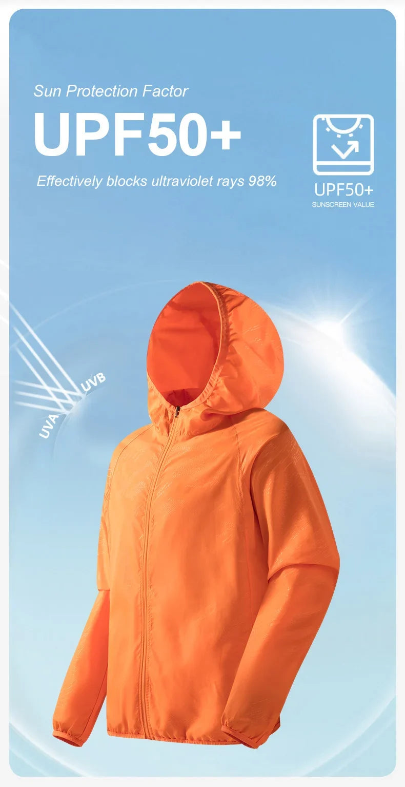 LNGXO Men's Women's Waterproof Hiking Jacket Quick Dry Sun Protection Windbreaker Camping Hunting Climbing Outdoor Rain Coat