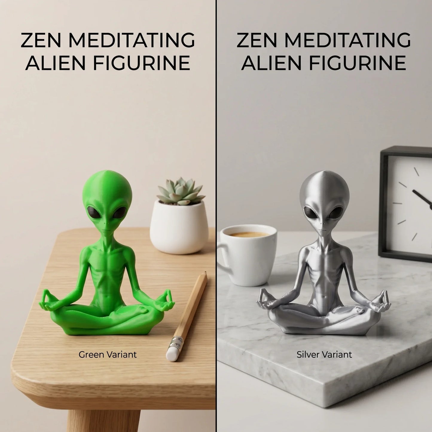 Meditating Alien Ornament, Sci-Fi Style, Collectible Figurine, Home Desk Decoration, Creative Sculpture
