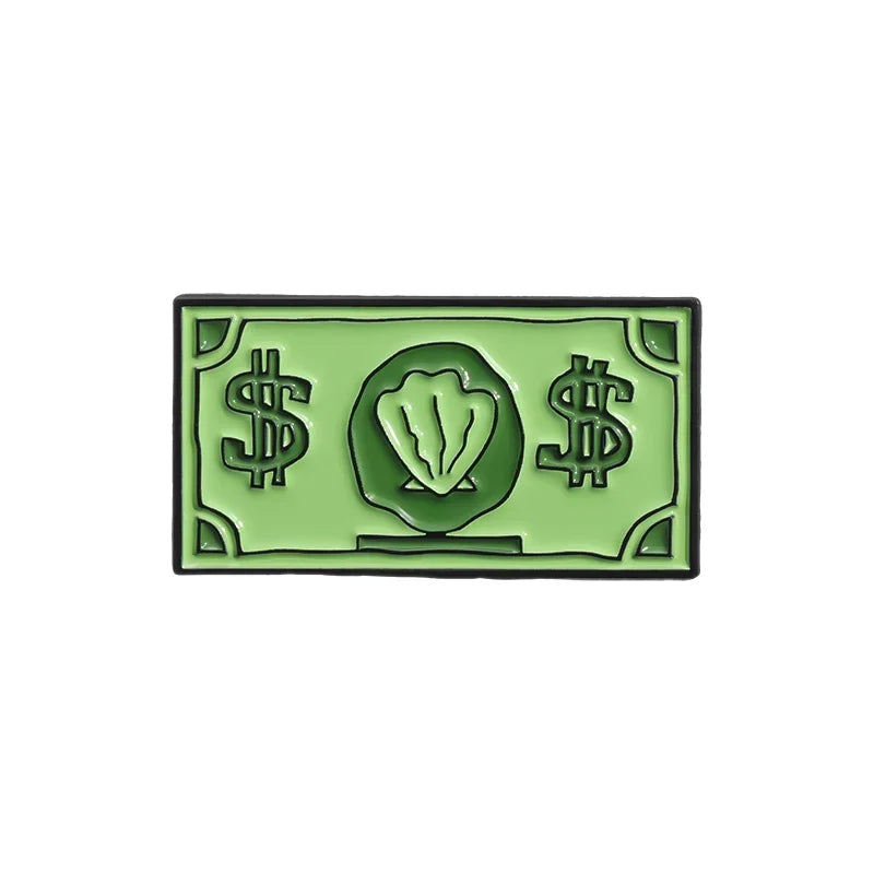 Green USD Symbol Enamel Pin Custom Wealth Money Cartoon Cute Anime Currency Brooches Lapel Badges Jewelry Kid Fans Gift
