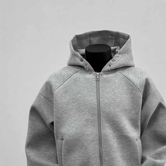 American Men's Short Retro Boxy Style Cardigan Sweatshirt Men's Hooded Jacket Autumn Winter Silhouette Men's Fashionable Hoodie