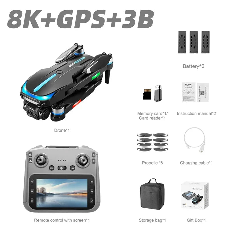 Lenovo Drone With screen RC 8K Professional HD Aerial Photography GPS Laser obstacle avoidance Three-axis gimbal Aircraft