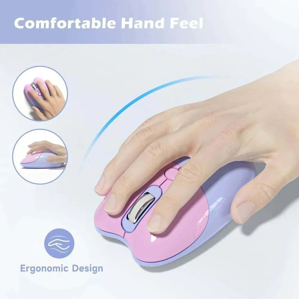 Cartoon Cat Theme Bluetooth with 2.4Ghz Wireless Mouse