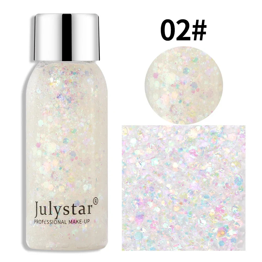 Glitter Eye Shadow Liquid Face Body Sequins Gel Long-Lasting Liquid Face Shimmer Multicolor For Party Music Festival Makeup 30ML