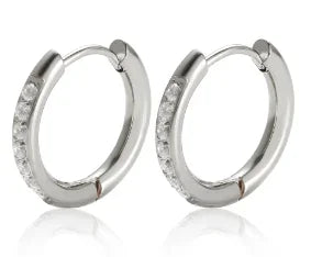Shiny Zircon Hoop Earrings for Women Trendy Golden Stainless Steel Circle Earring Jewelry Pendientes