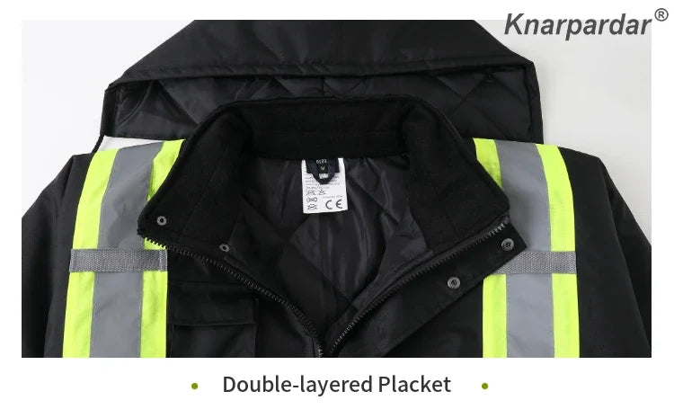 Winter Black Jacket High Visibility Warm Jacket for Men With Customized Logo Waterproof Jacket Reflective Parka Jacket Workwear