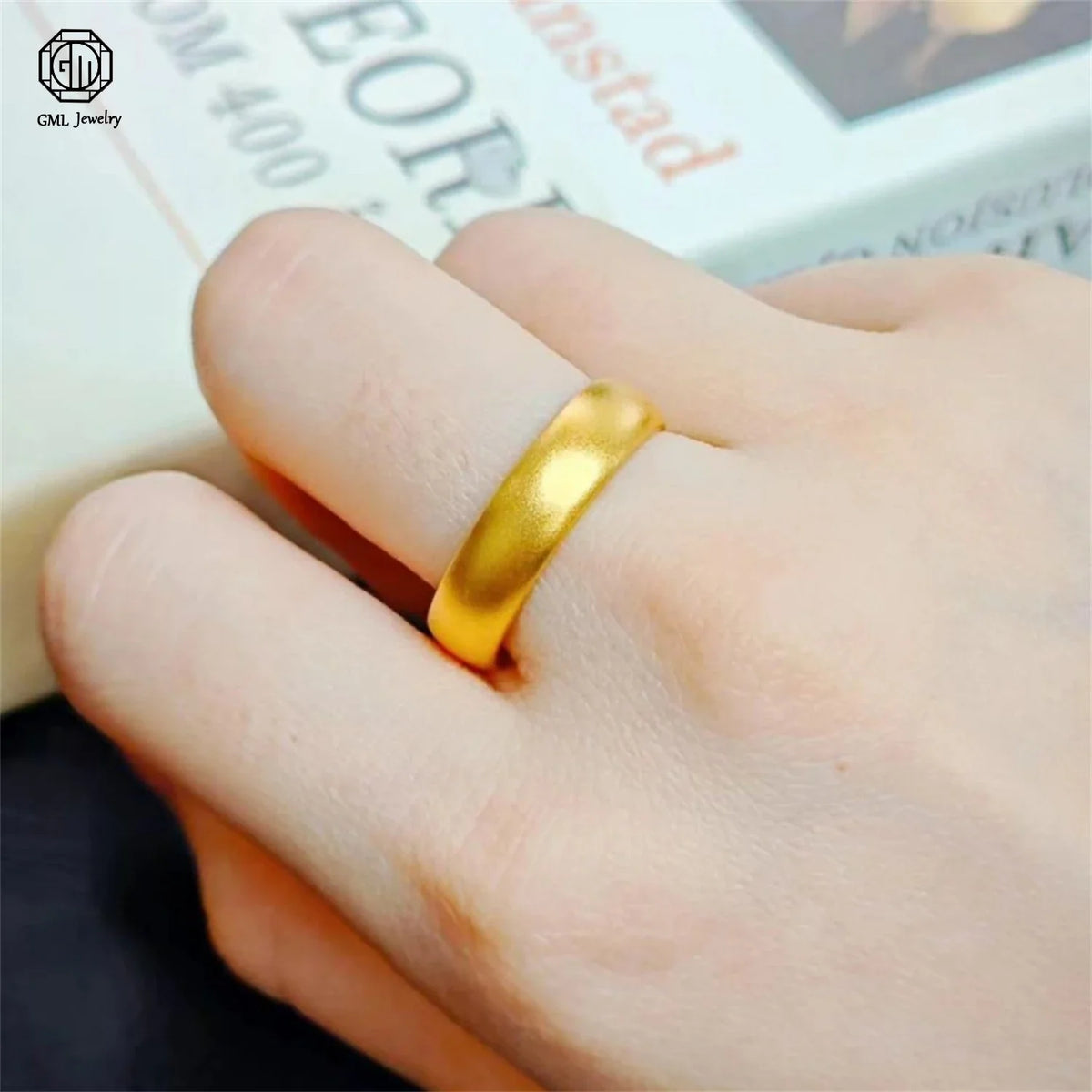 Sand Gold Adjustable Ring Matte Wide Band Openable Fade Resistant Unisex Couple Jewelry Solid Minimalist Gift