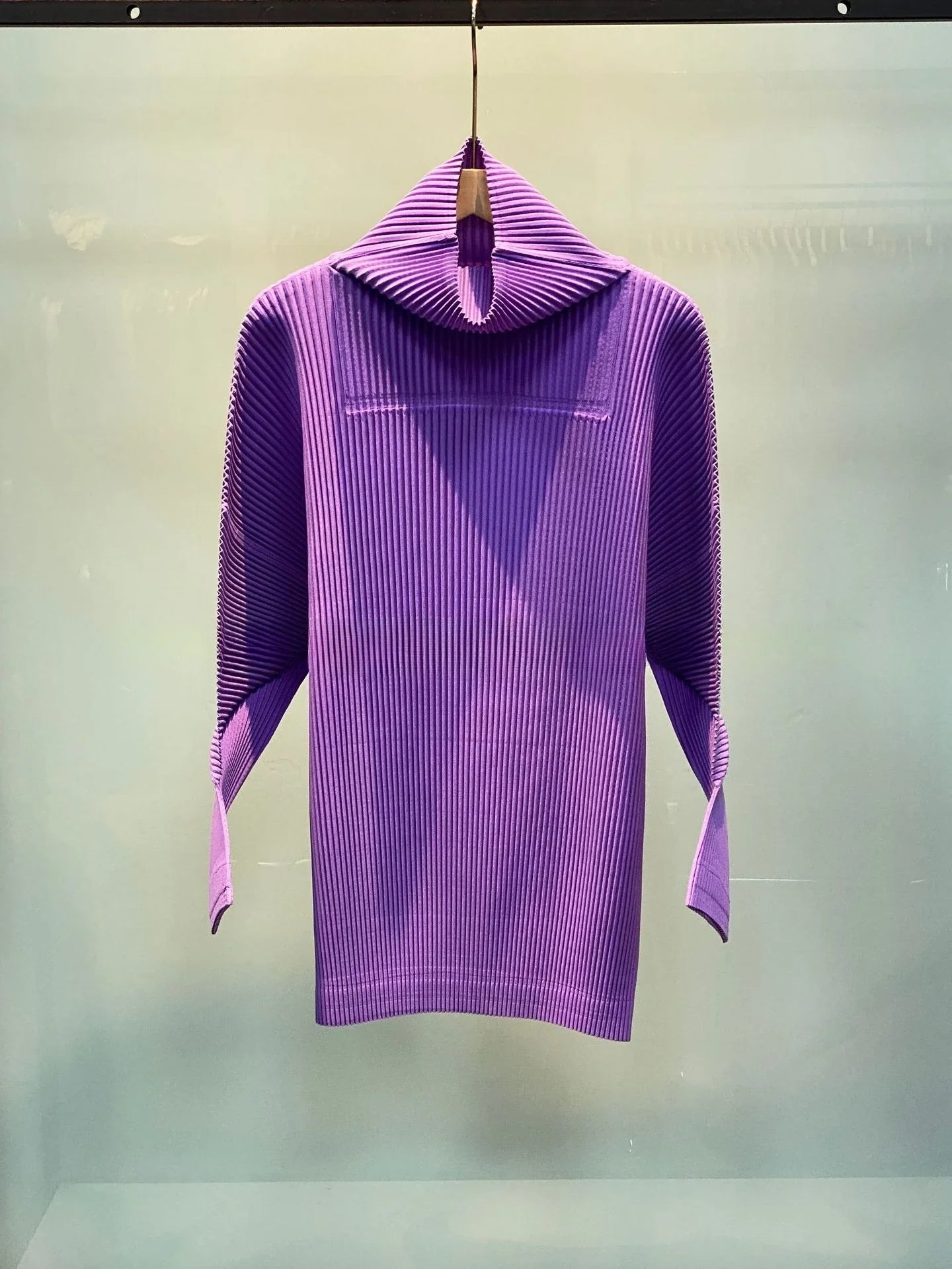 Miyake Pleated Sweatshirt Pit Stripe Zipper Standing Collar Jacket Women 2025 New Casual Pullover Hundred Pleat Skinny Tops