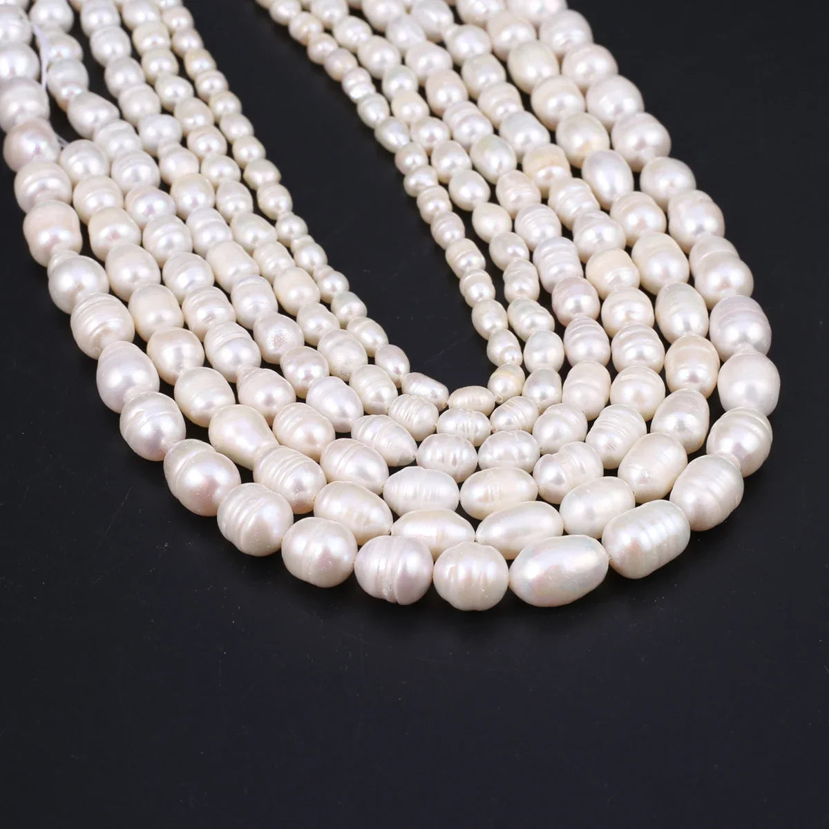A Natural Freshwater Pearl Bead Rice Shape Christmas Gift Ladies White Jewelry Making DIY Fashion Bracelet Necklace Accessories