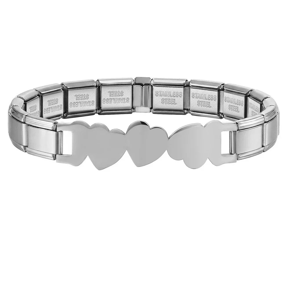 Italian Charm Link for Women Men 9mm Width Silver Gold Color Chain Stainless Steel Bracelet on Hand DIY Making Jewelry Wholesale