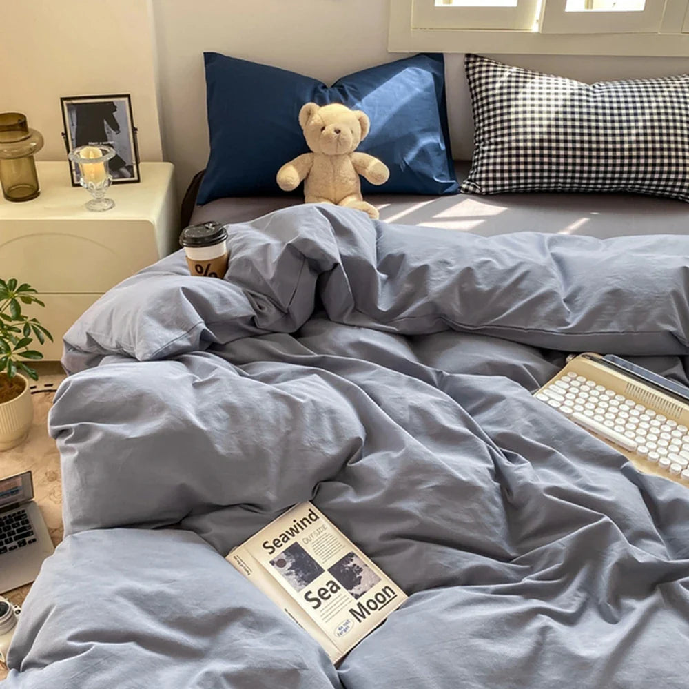 Ins Style Stripes Bedding Duvet Cover Set with Pillowcase bed sheet Full Size Bed Linen Quilt Cover Set Queen/King Double Single