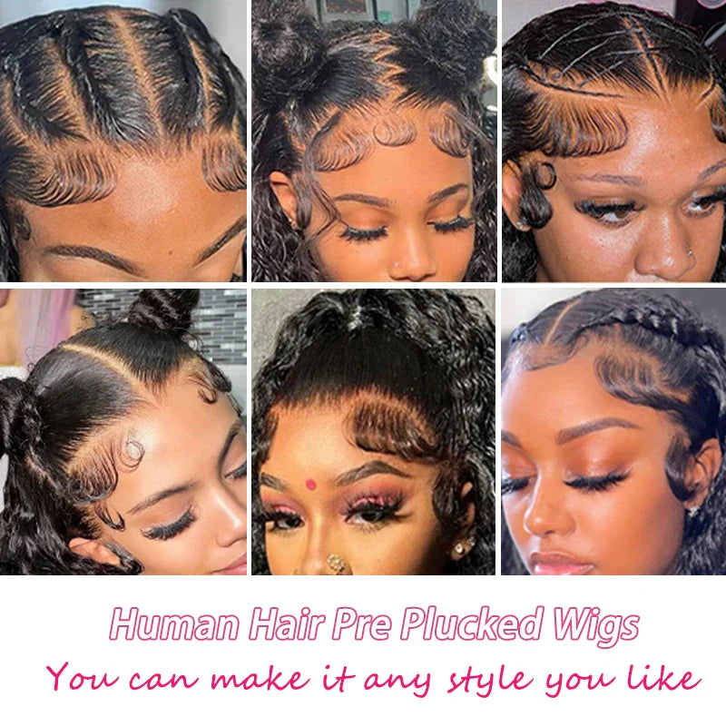 40 42 Inch Deep Wave Lace Front Wig Human Hair 100% Human Hair Deep Curly Frontal Wig Pre Plucked with Baby Hair for Women