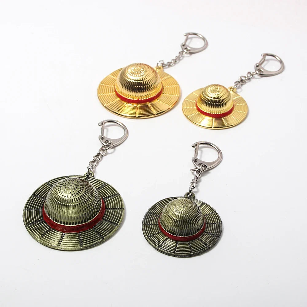 One Piece Luffy Straw Hat Keychain Rotatable Zoro Skull Metal Pendant Role-Playing Decorative Accessories Fan Jewelry Gift