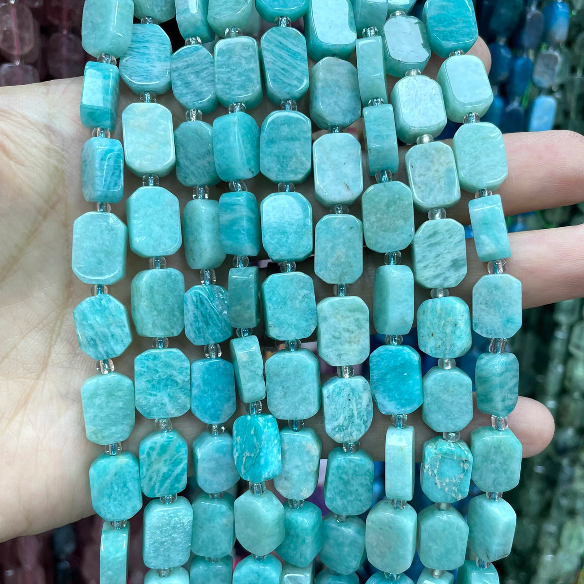 Natural Stone Flat Rectangle Amethyst Lapis Lazuli Quartz Apatite Spacer Beads For Jewelry Making Diy Bracelet Accessorie 8*12MM