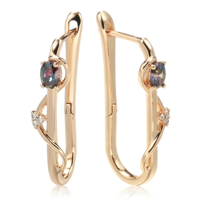 Kinel New 585 Rose Gold Long Earrings Trendy Natural Zircon Earrings Luxury Jewelry 2022 Gifts For Girls'Temperament Accessories