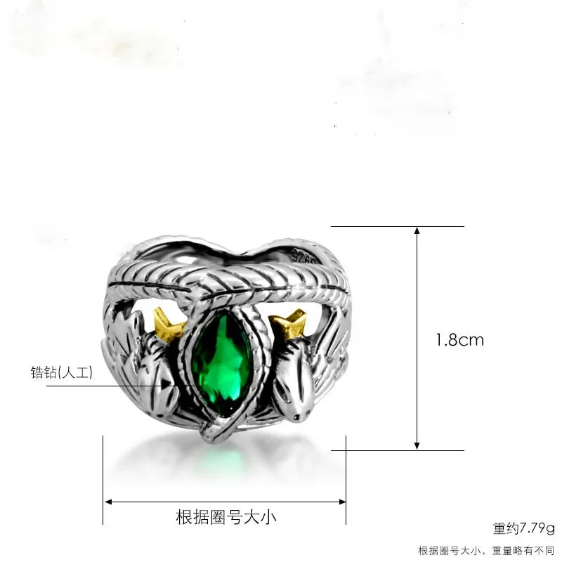 New Fashion Barahir Aragorn Gondor Ring Men Women Green Crystal Ring Jewelry
