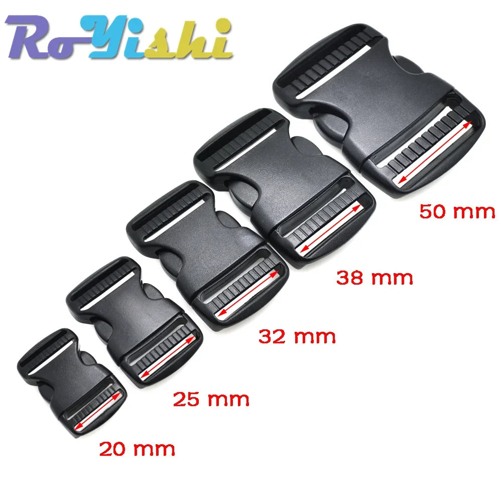 2-10 Pcs/Pack 20~50mm Plastic Hardware Dual Adjustable Side Release Buckles Molle Tatical Backpack Belt Bag Parts Strap Webbing