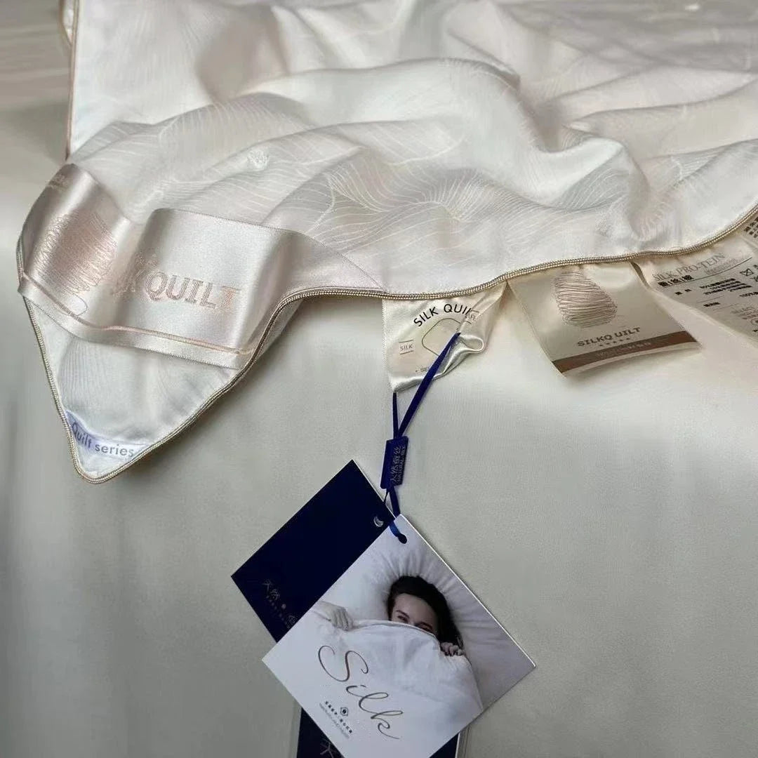 100% Natural Silk Quilt Lyocell Fiber Duvet Queen Size Summer Blanket White Luxury Jacquard Bedding Single Double Bed Comforter