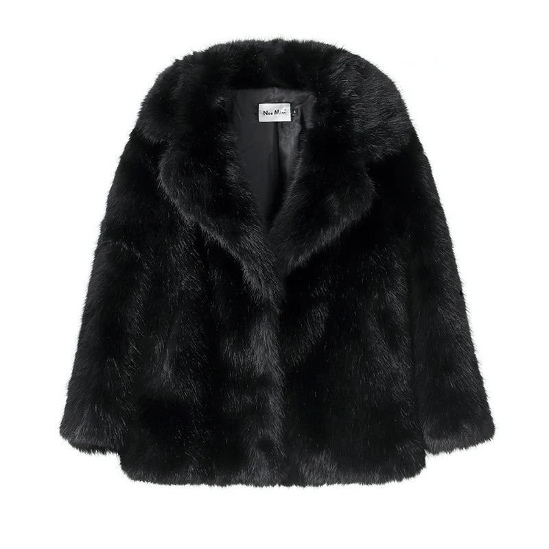 Neo Mint Women Winter 2024 High Quality Luxury Faux Fur Coat Thicken Warm Overcoat Outerwear Hot Girls Solid Long Fox Fur Jacket
