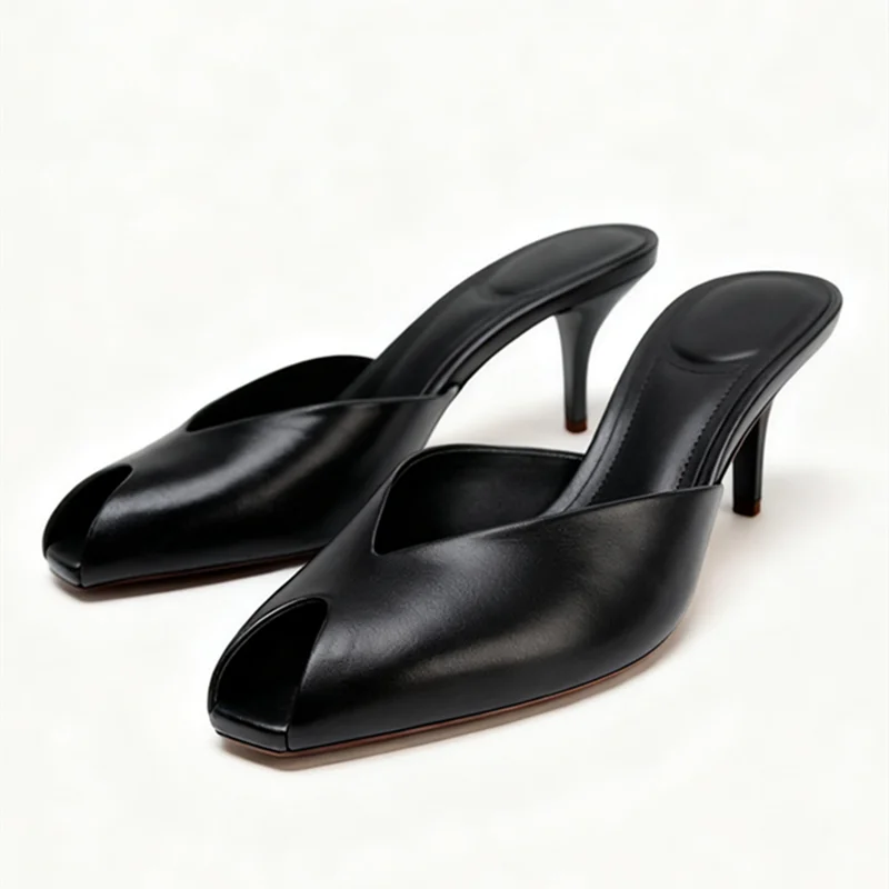 Luxury Designer Gold Heeled Slippers Women Sexy Open Toe Elegant Slide Sandals for Ladies Wedding Bridal Pumps Zapatos De Mujer