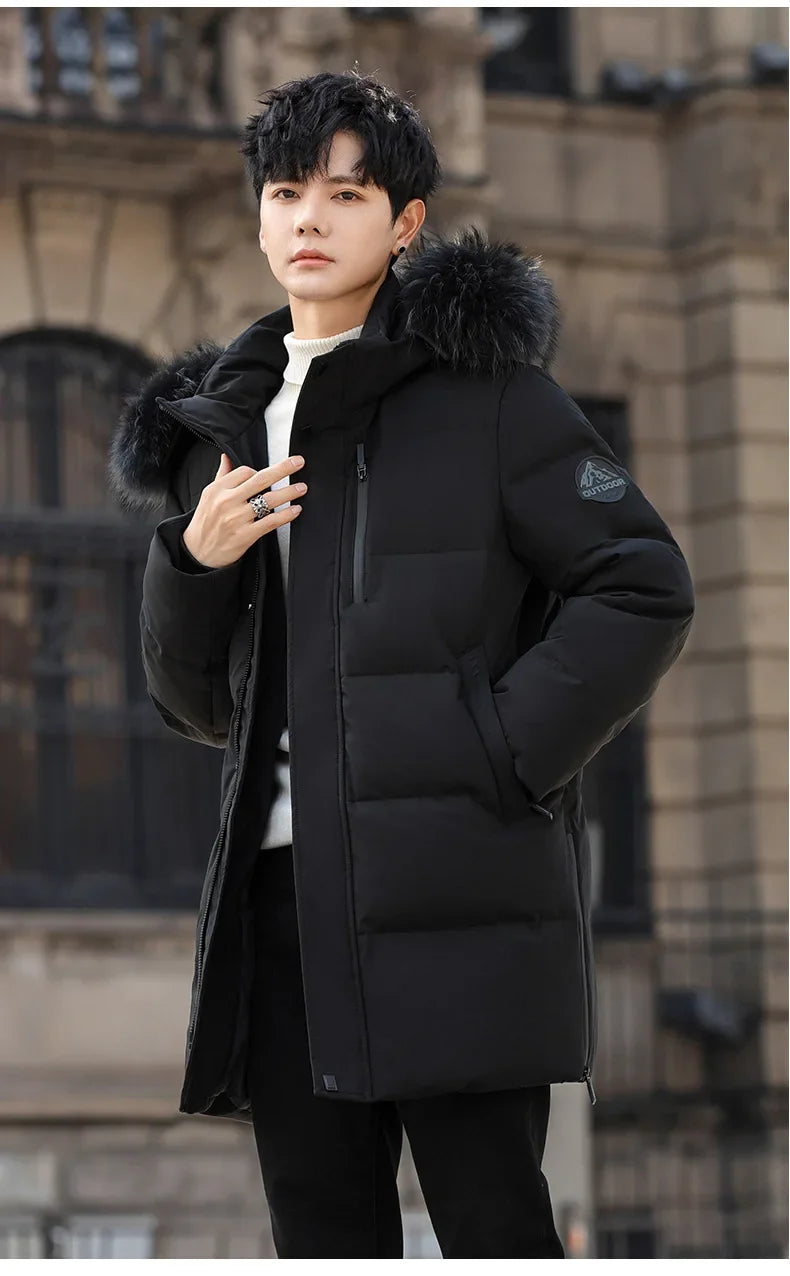 High Brand White Goose Down Jacket Coat Parka Men's Clothing Winter Padded Puffer Jackets Luxury Hooded Padding Outerwear HWY309