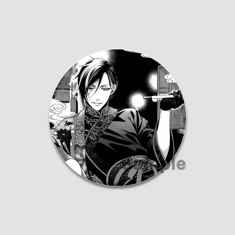 58MM Cartoon Comics Black Butler Creative DIY Badge Tinplate Plastic Pins Button Brooches for Backpack Accessories Jewelry Gifts