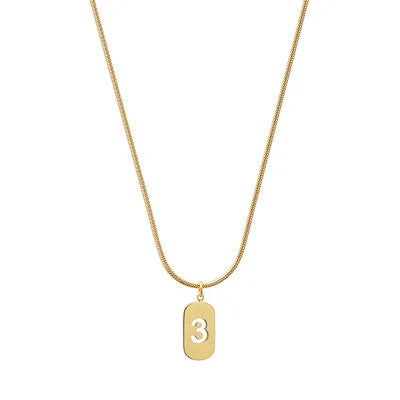 Stainless Steel Angel Number Necklace 0 1 2 3 4 5 6 7 8 9 Rectangle For Women Men Hollow Lucky Number Chain Necklaces Jewelry