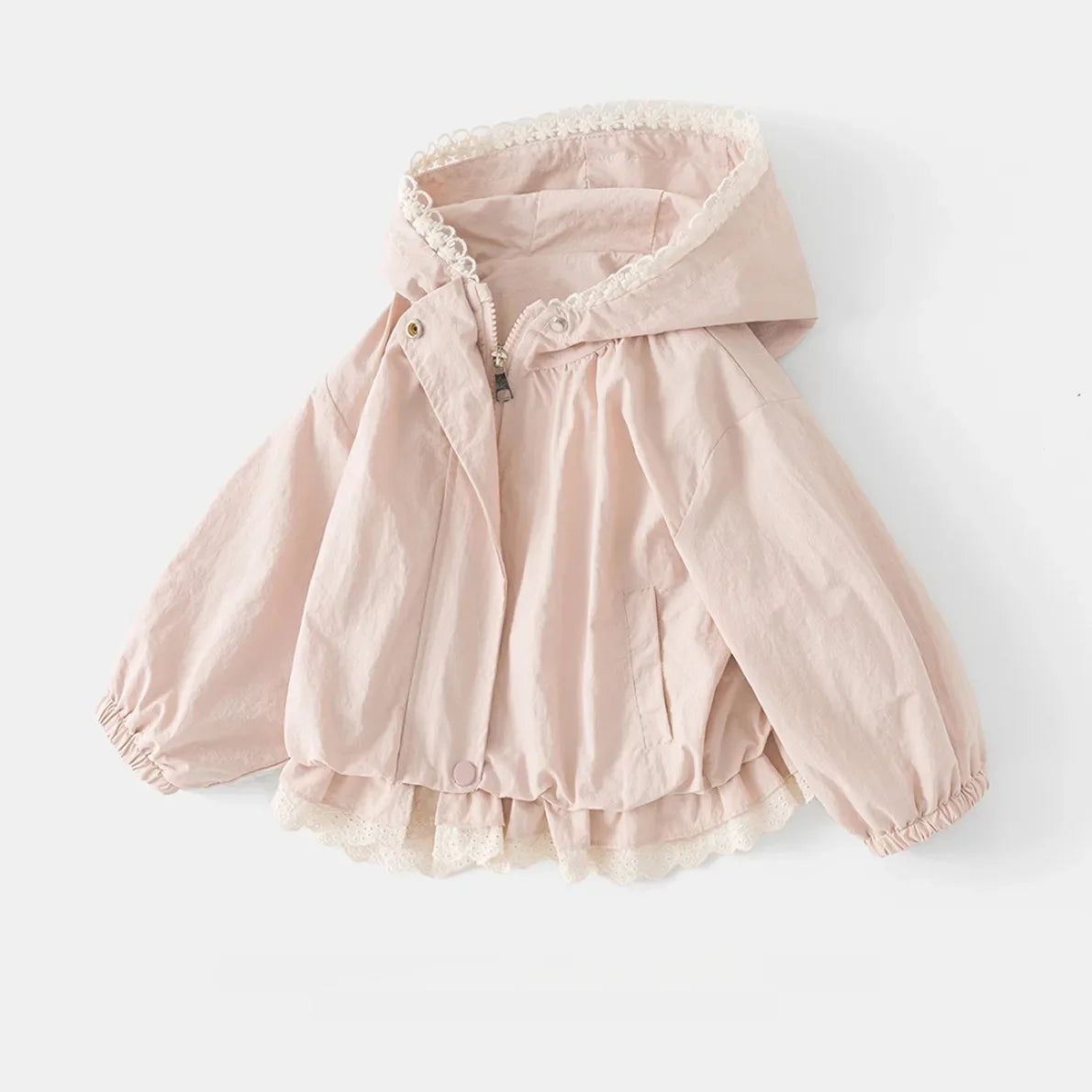 Baby girl coat Spring and Autumn new children's Korean version hooded zipper solid color jacket