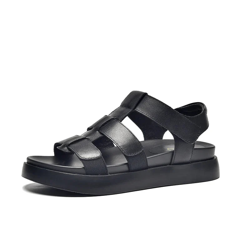 BeauToday Summer Gladiator Sandals Women Calfskin Leather Open Toe T-bar Strap Hook & Loop  Summer Ladies Shoes Handmade 07130