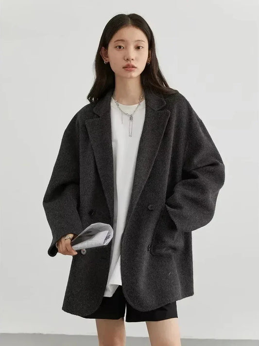 CHIC VEN Women's Woolen Coats Fashion Solid Loose Warm Jackets Korean Casual Office Lady Female Clothing Spring Autumn New 2026