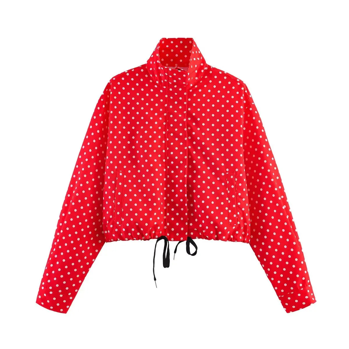 Polka Dot Print Short Coats Women's High Street Long Sleeve Jackets for Women 2026 Elegant Office Ladies Casual Outerwear