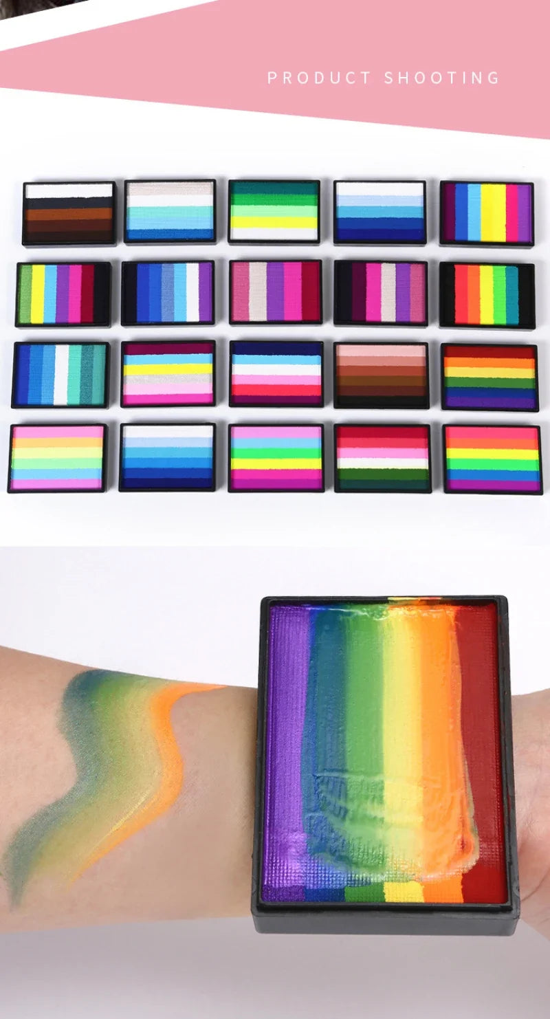 50g Facial and Body Paint Palette,Non-Toxic Rainbow Water-Soluble Body Paint for Rainbow Festival,Cosplay,Party,Art,Stage Makeup