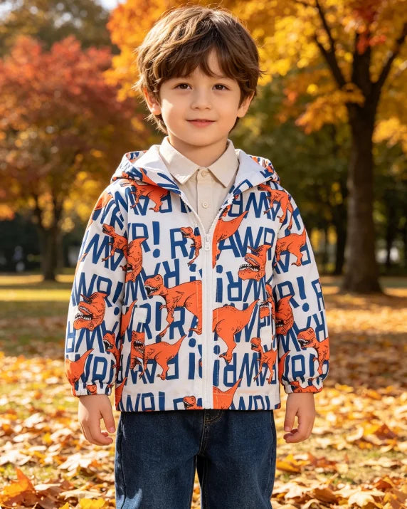 Spring and Autumn hooded thin jacket, fashionable and versatile, suitable for boys aged 1-7