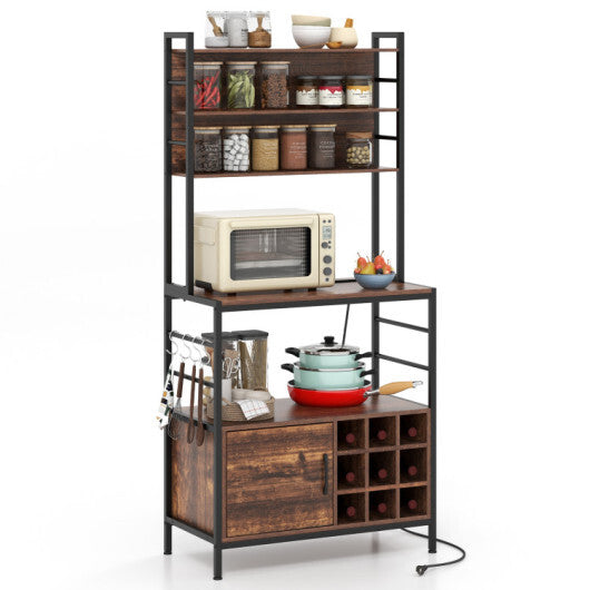 Coffee Bar Cabinet with Extra Anti-Tip System and S-Shaped Hooks